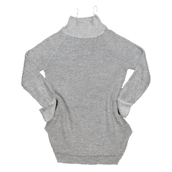 RD Style gray waffle thermal turtleneck fitted sweater - Picture 2 of 14